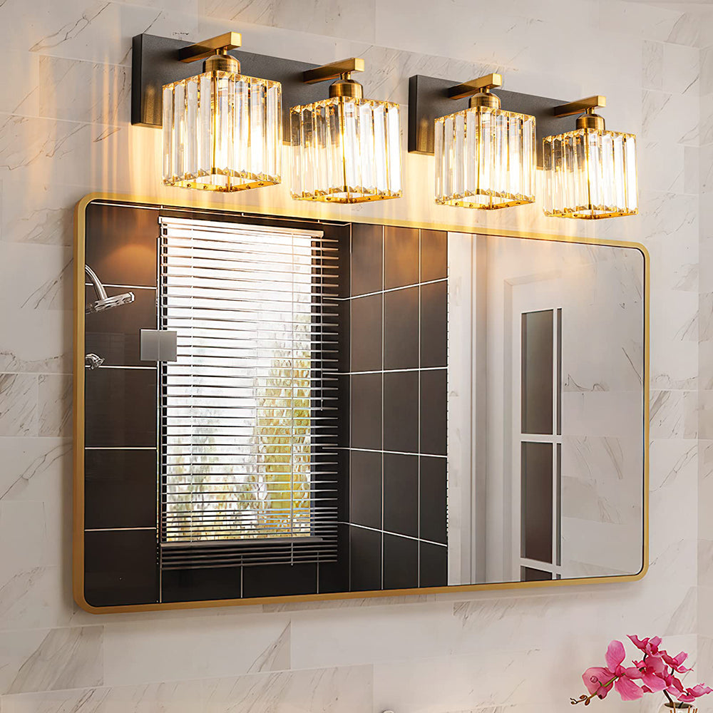 Gold Vintage LED Metal And Crystal Wall Lamp For Mirror
