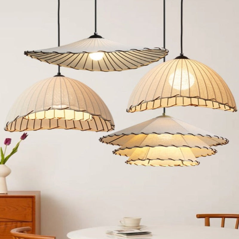 Boho LED Pendant Light With Yellow Fabric Shade