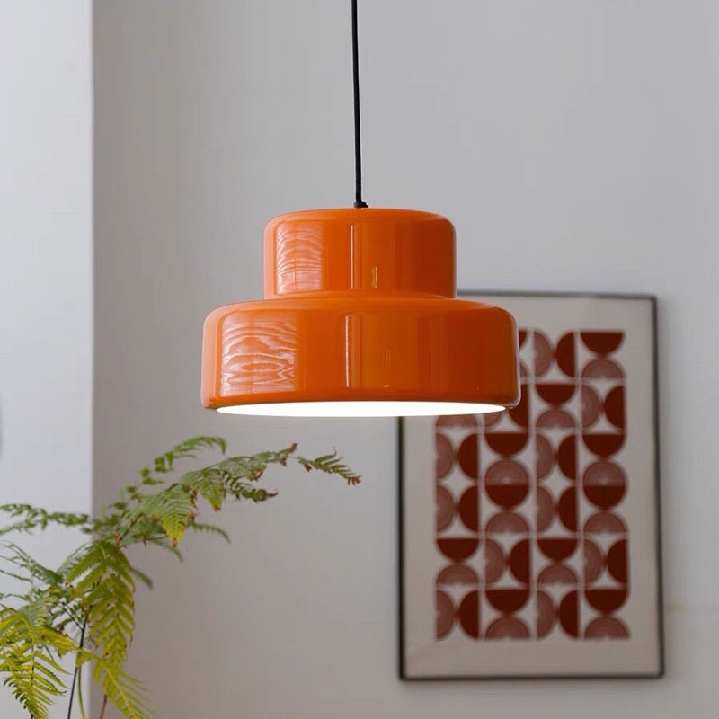 Durable Vintage Orange Metal Pendant Light For Dining