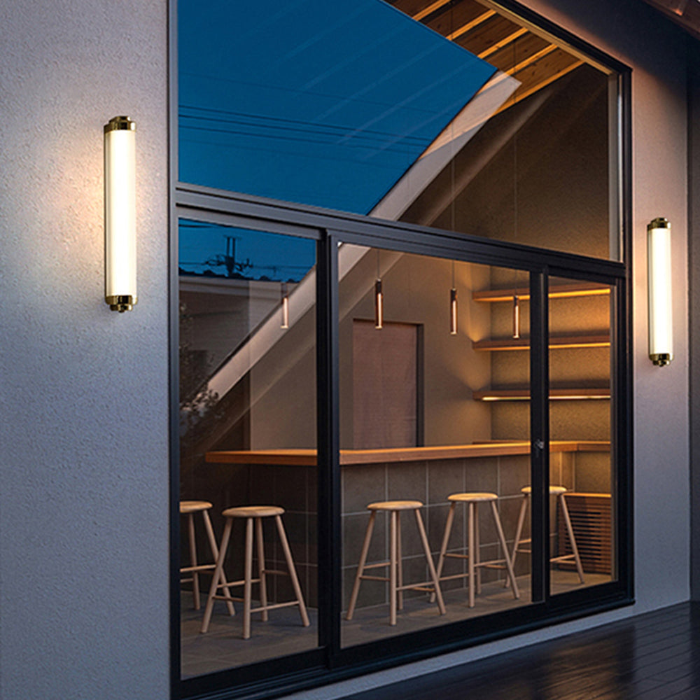 Ray Minimalist Cylindrical Outdoor Wall Light Metal Finish IP65