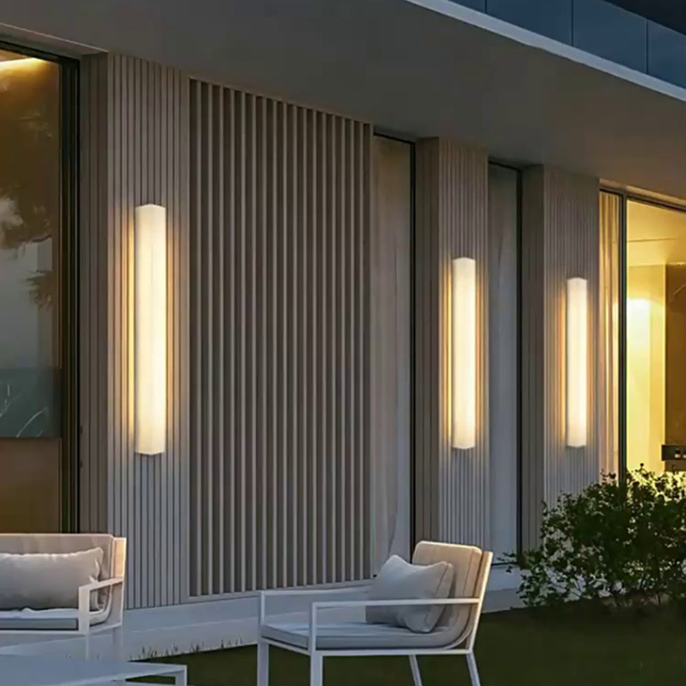 Rectangular Outdoor Wall Light White IP65 Hardwired
