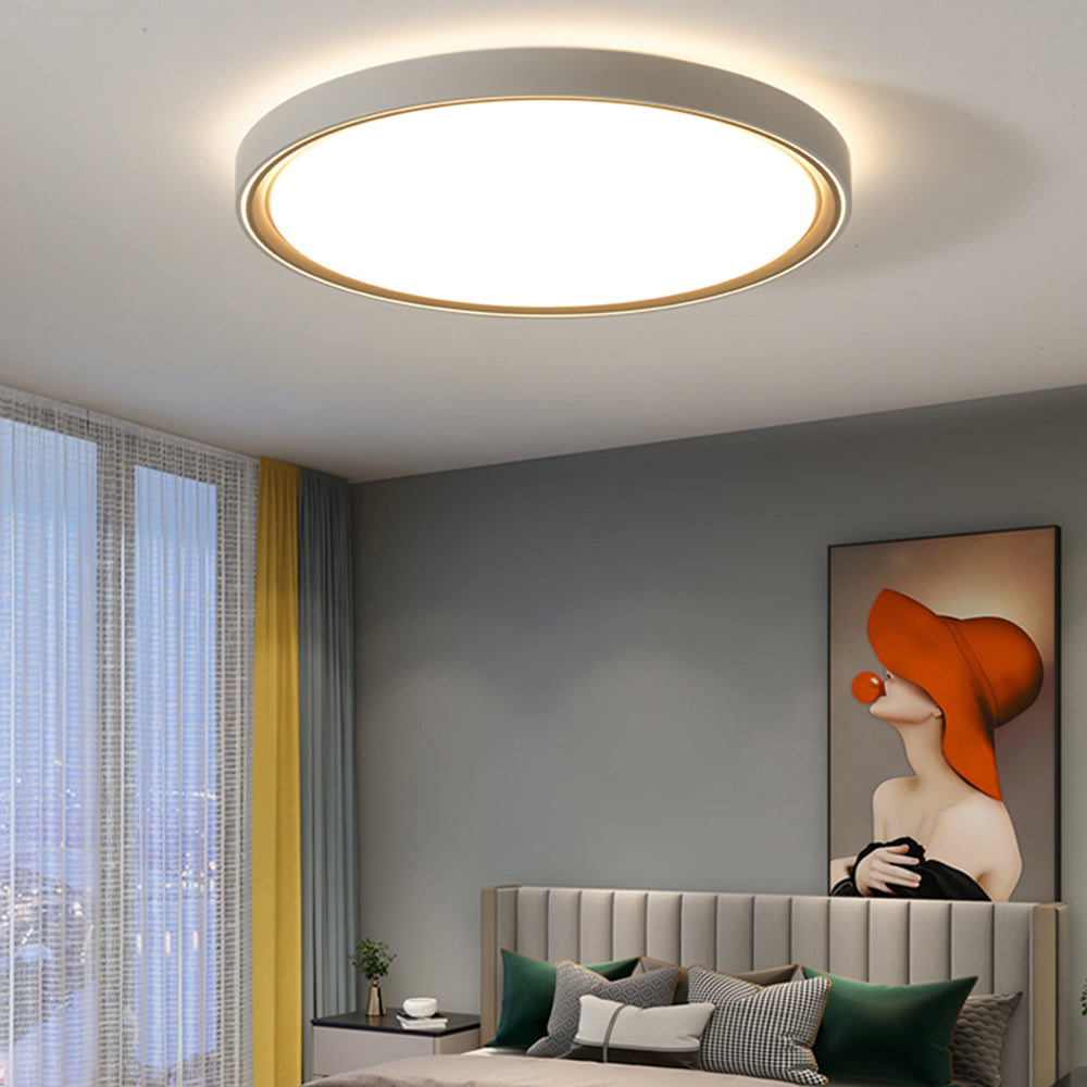 Minimalist Gold Round Square Metal Flush Mount Ceiling Light