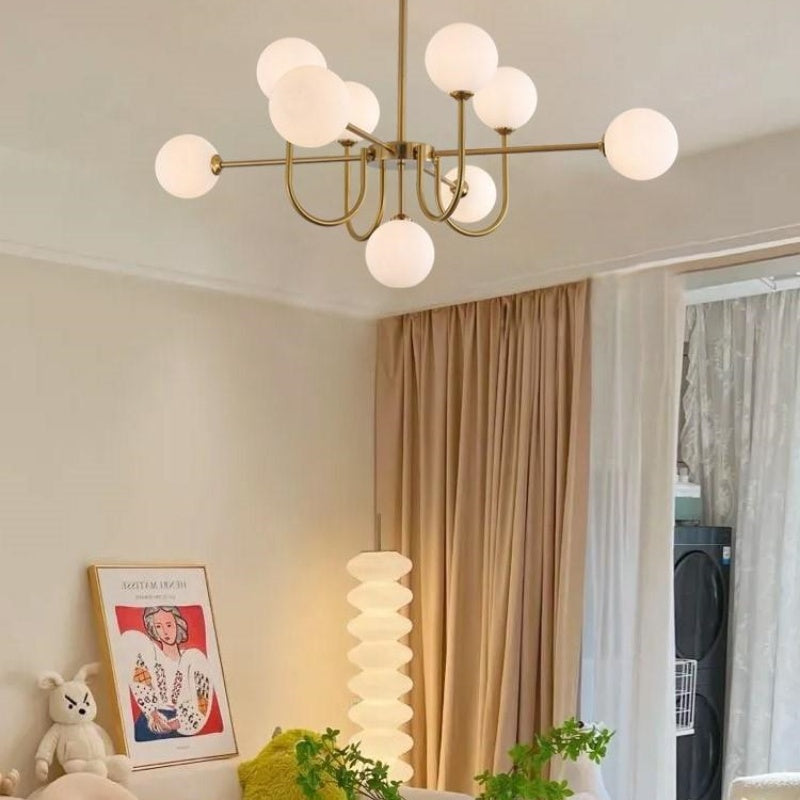 Aurora Gold Glass LED Chandelier For Living Room And Dining Bedroom