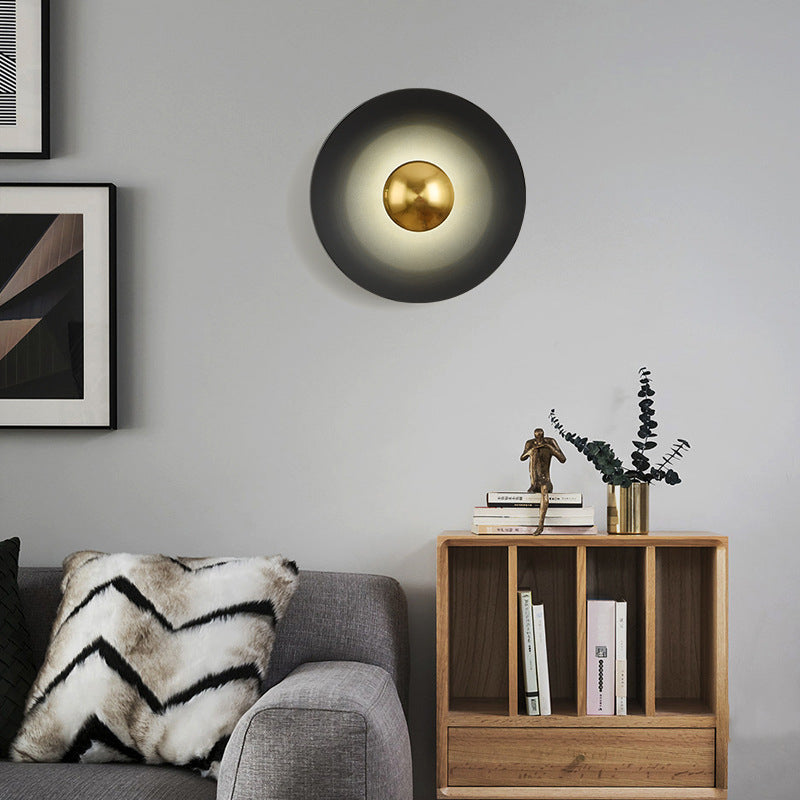 Aurelia Minimalist Plate LED Wall Light Metal Fixture for Bedroom