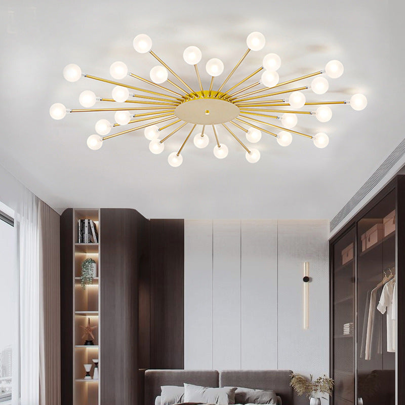 Nordic Metal LED Flush Ceiling Light in Gold and Black for Living Room