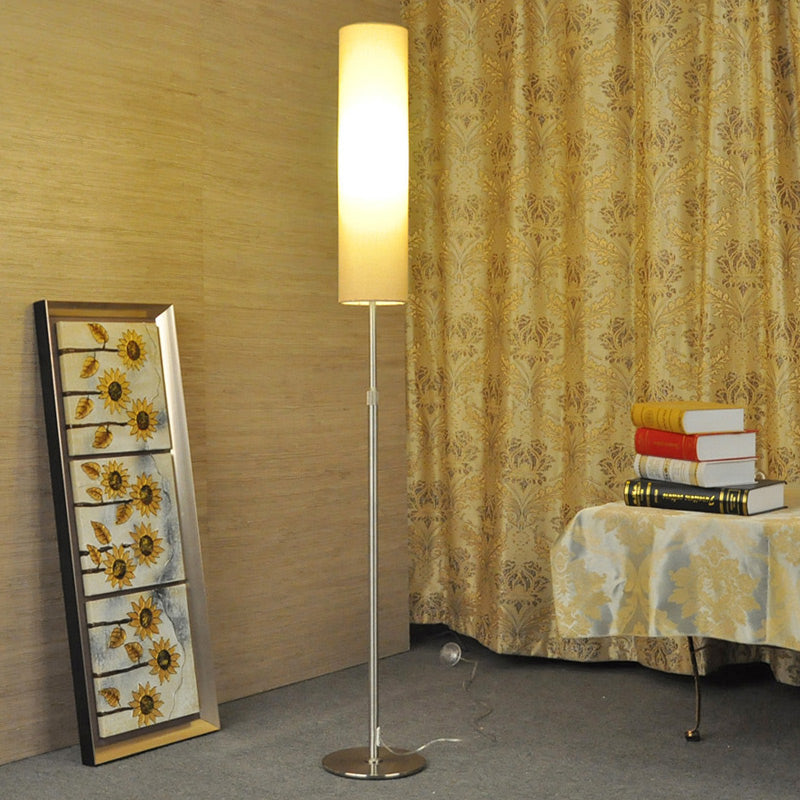 Luma White Cylindrical Fabric Floor Lamp With Metal Base
