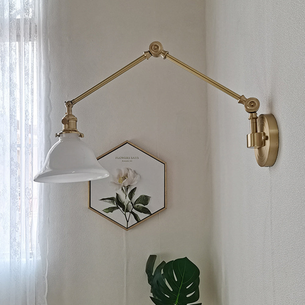Foldable Wall Lamp With Glass Diffusion And Metal Frame Green Or White