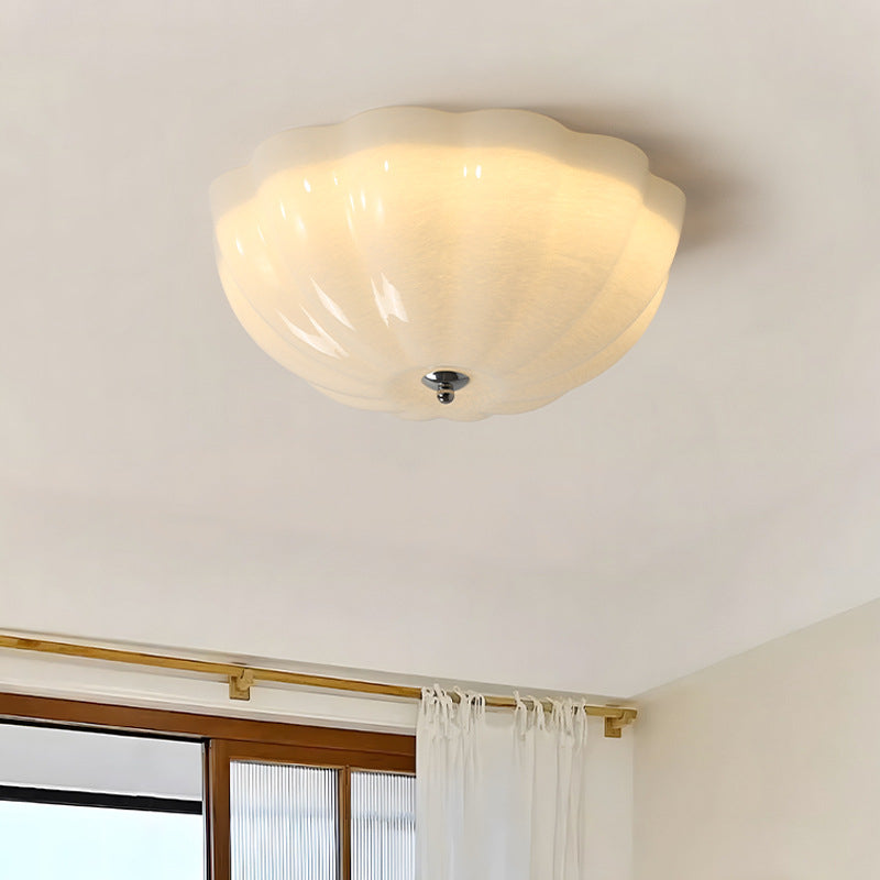Elegant Glass And Metal LED Flush Mount Ceiling Light For Bedroom