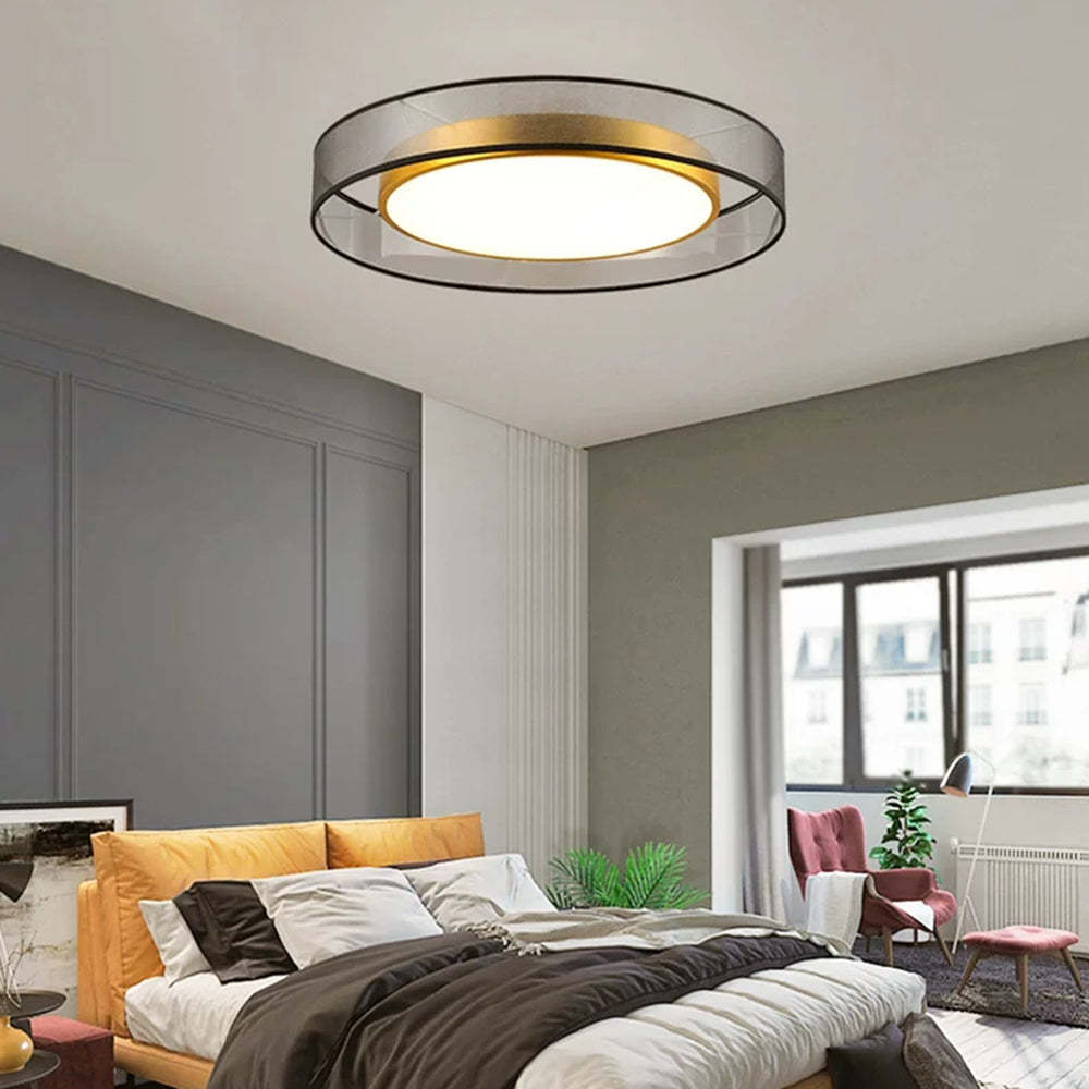 Nordic Round LED Flush Mount Ceiling Light In Gold Copper Finish