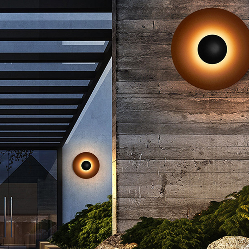 Round Metal Outdoor Wall Light Two Tone Black White IP65