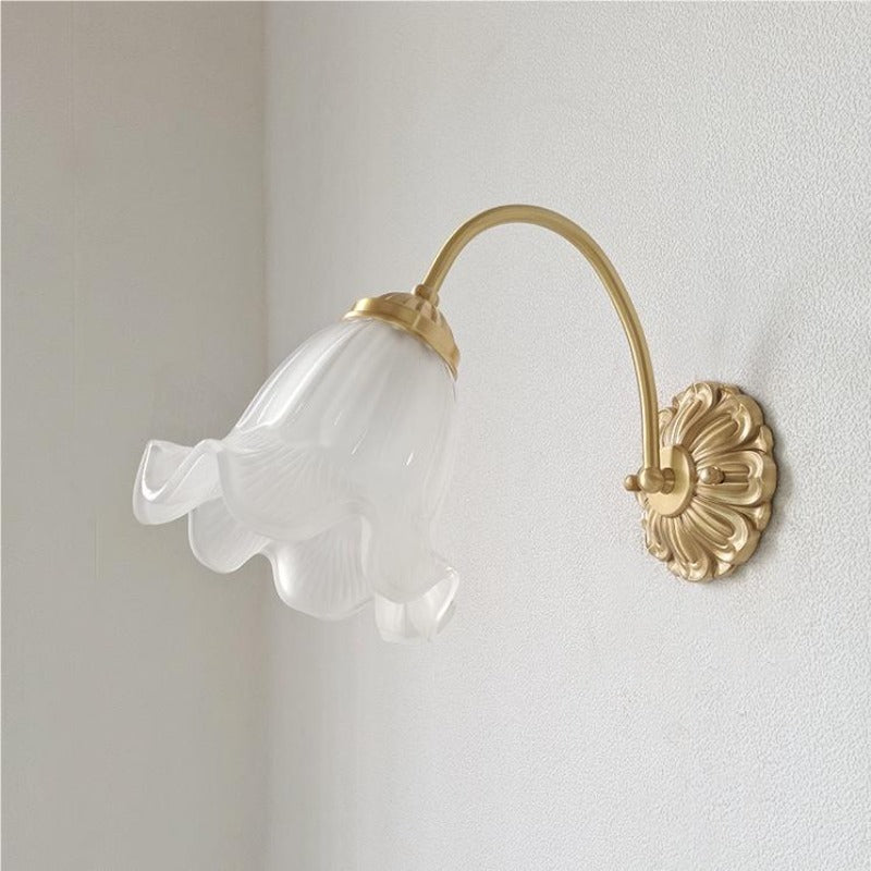 Retro Floral Glass LED Wall Light Antique Gold