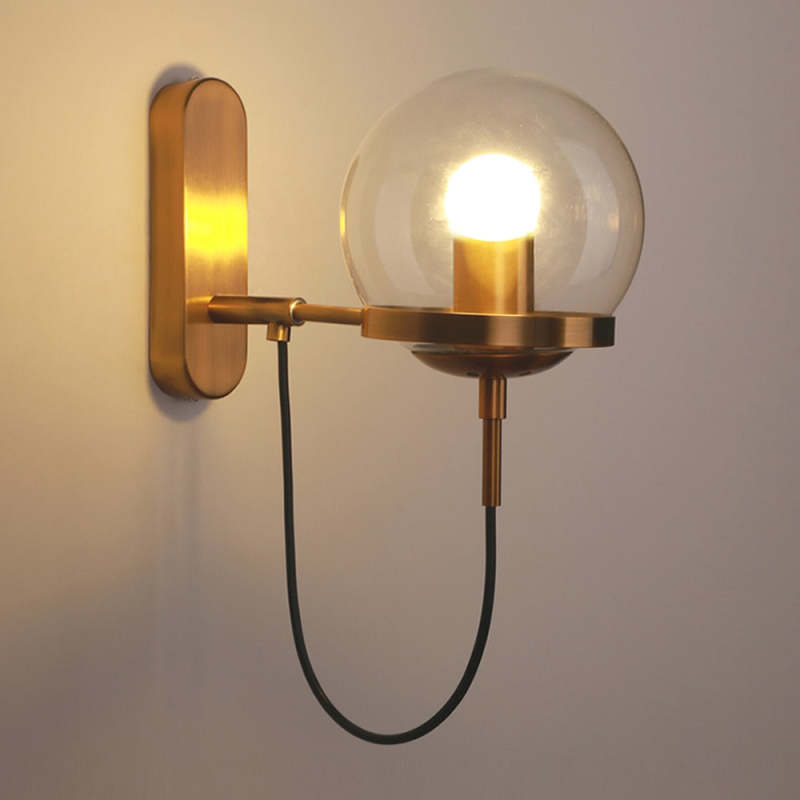 Heritage Rustic Glass Globe Wall Lamp Black Bronze
