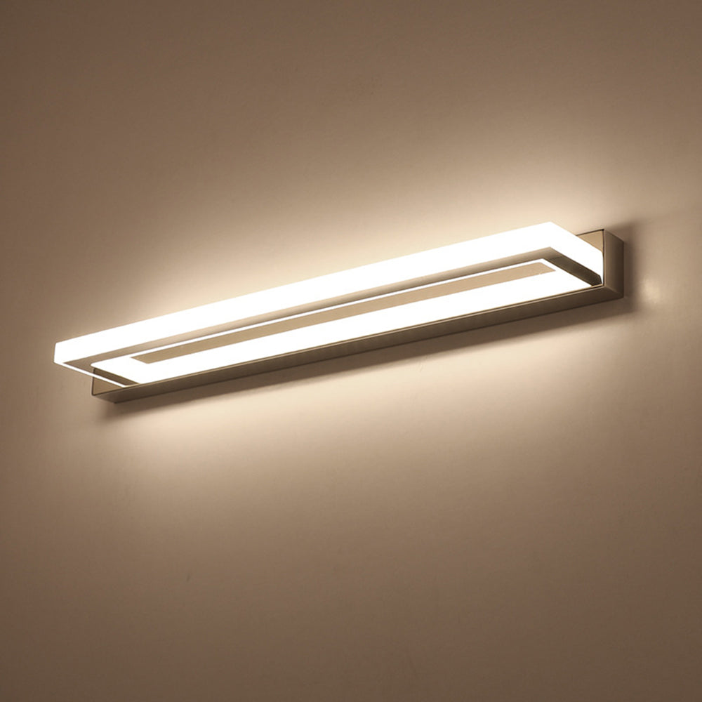 Rectangular Vanity Mirror Wall Mounted Light Silver White Finish