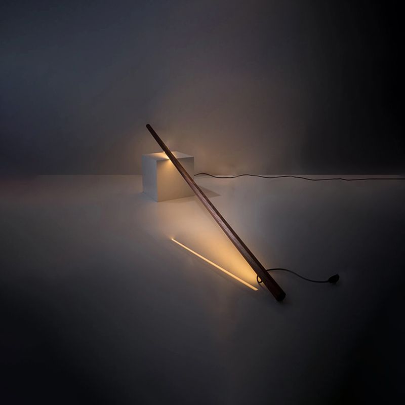 Linear Wooden Floor Lamp With Eco Acrylic Shade For Living Room