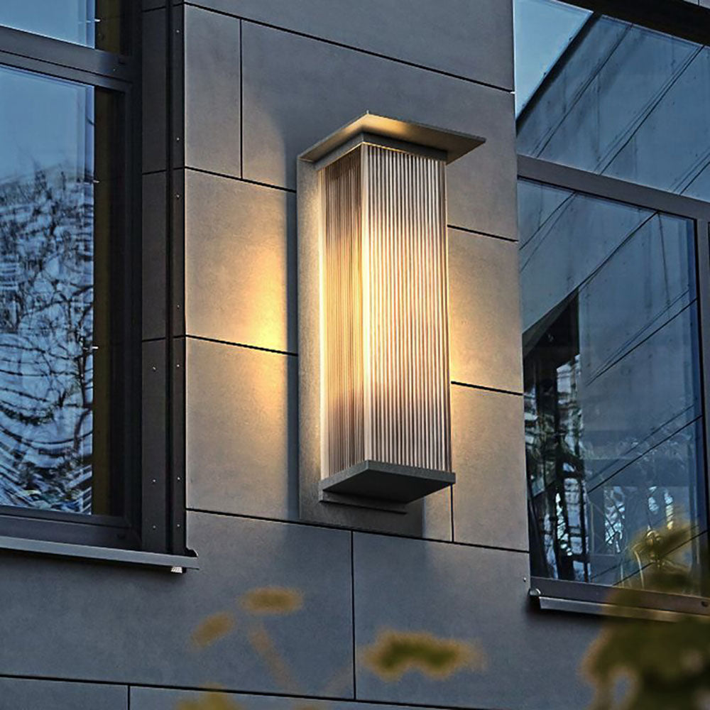Aurora Edge Rectangular Outdoor Wall Light Black Metal