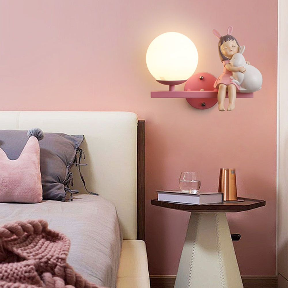 Aria Glass and Metal Wall Light in White and Pink