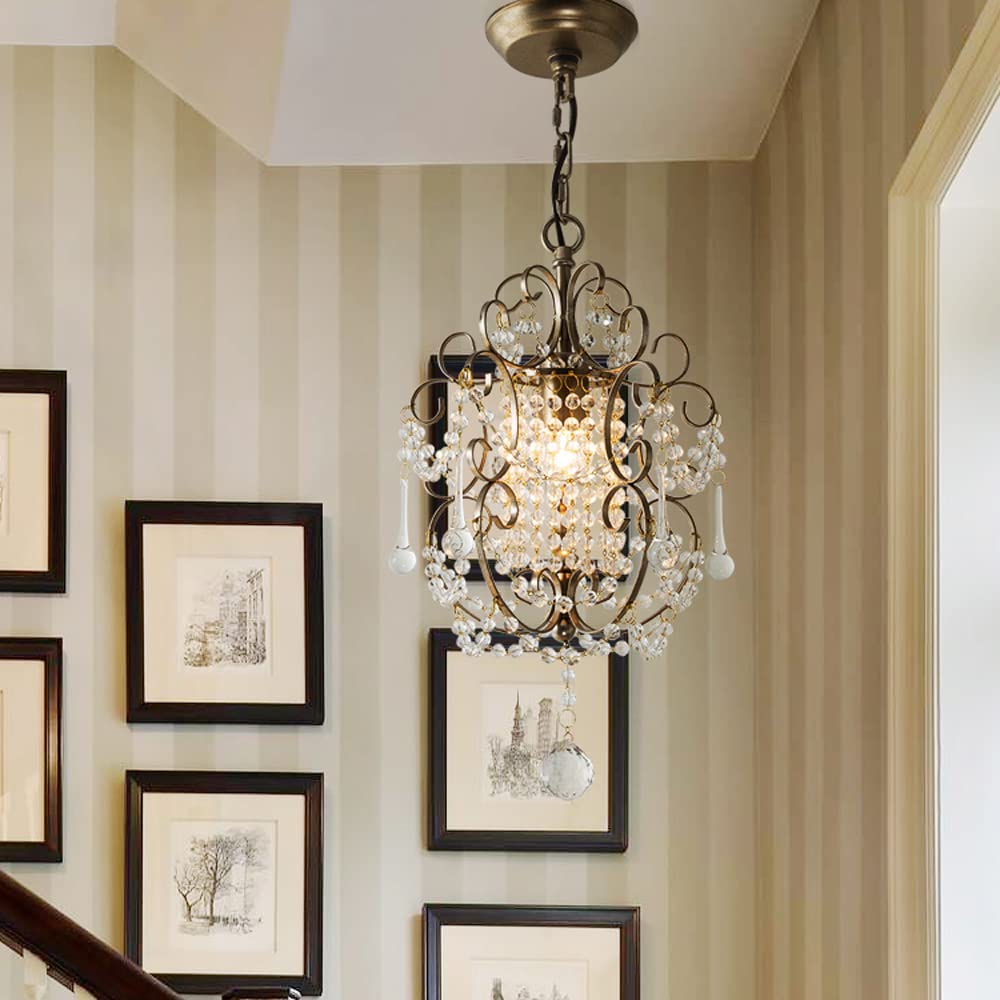 Contemporary Crystal Metal Pendant Light For Bedroom