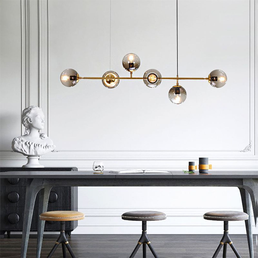 Gold Finish Bubble Glass Pendant Light For Ambient Living Areas