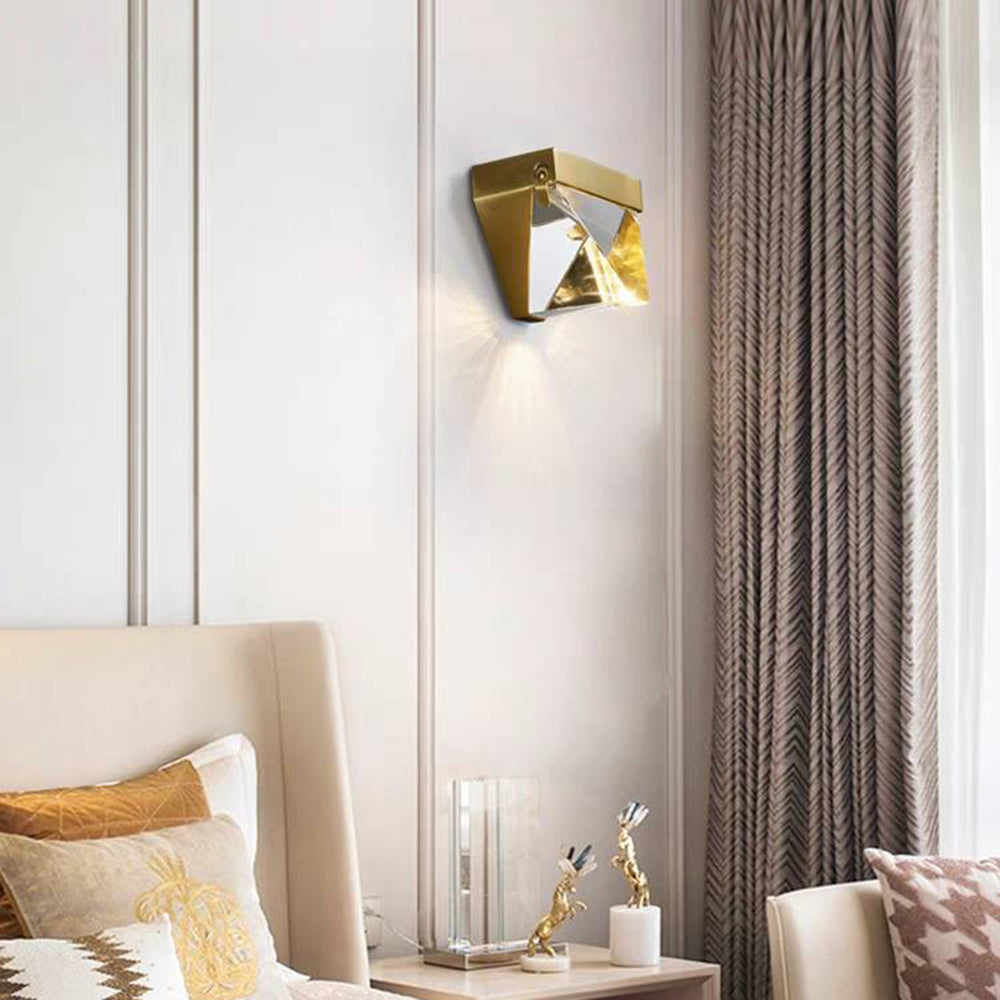 Diamond Crystal Outdoor Wall Light Gold and Black Metal