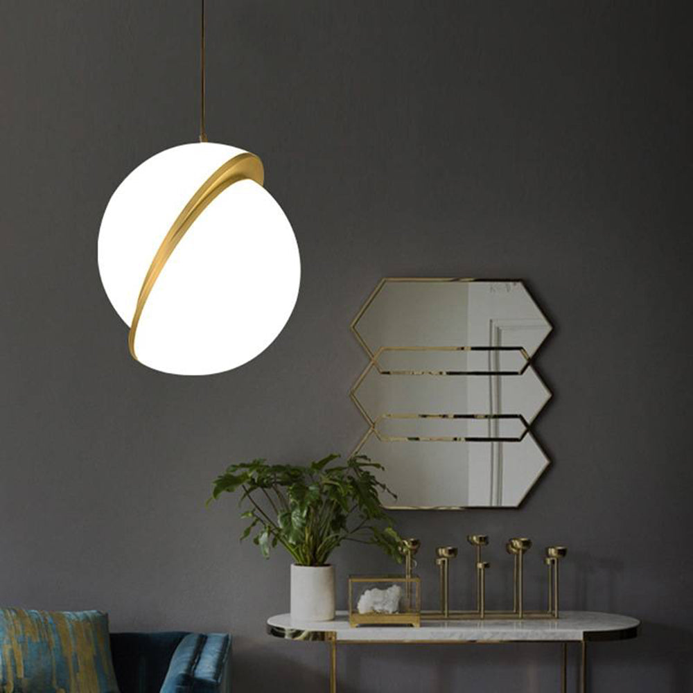 Warm Glow Minimalist Pendant Light in Gold and White