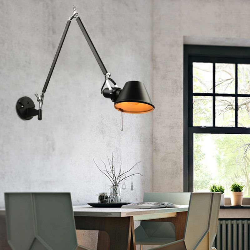 Black Chrome Modern Adjustable Wall Light for Bedroom