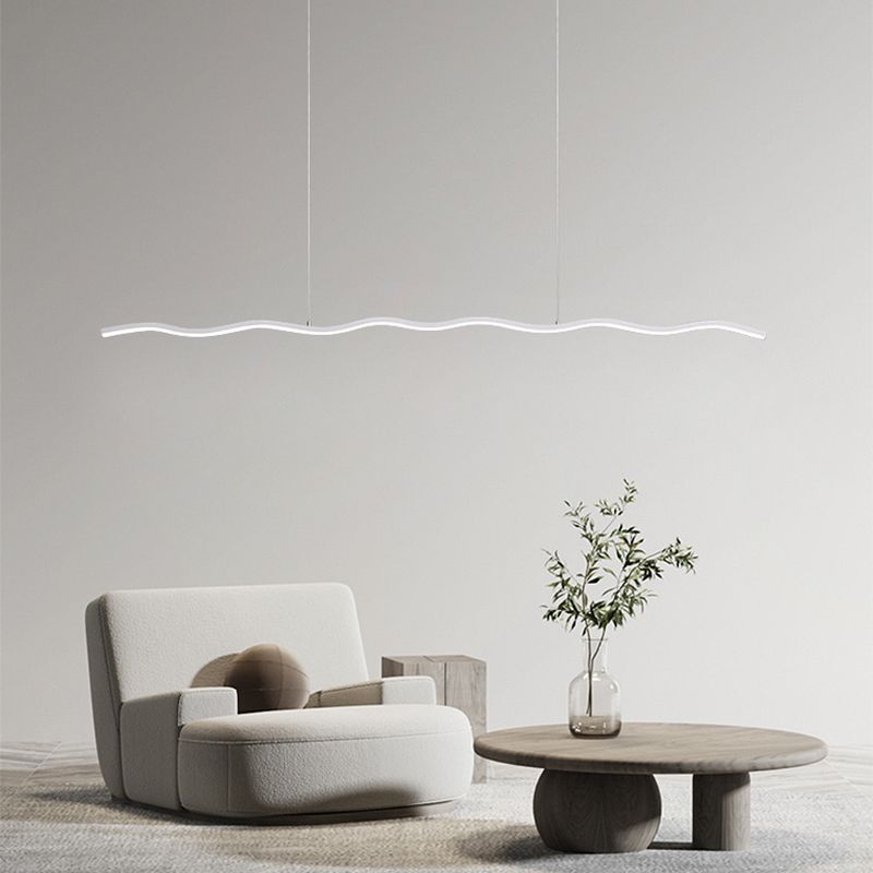 Wave Linear Pendant Light For Modern Ambience Black White