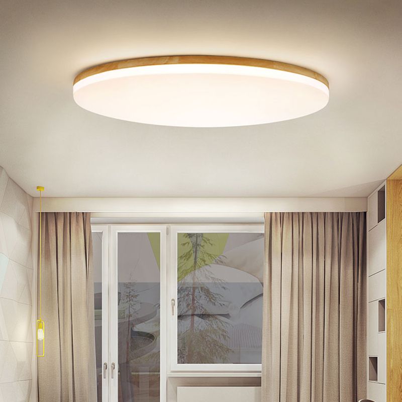 Wood And Acrylic Ring Ceiling Light With Soft LED Glow