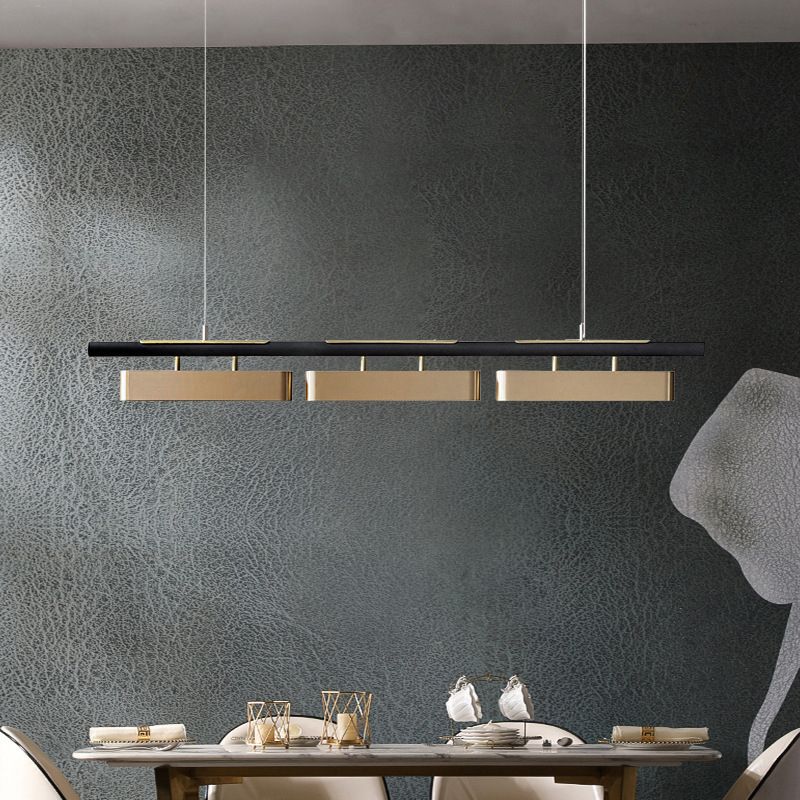 Minimalist Rectangular Pendant Light in Black Brass