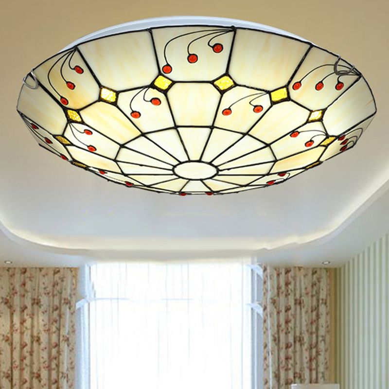 Rustic Glass Flush Mount Ceiling Light For Kitchen