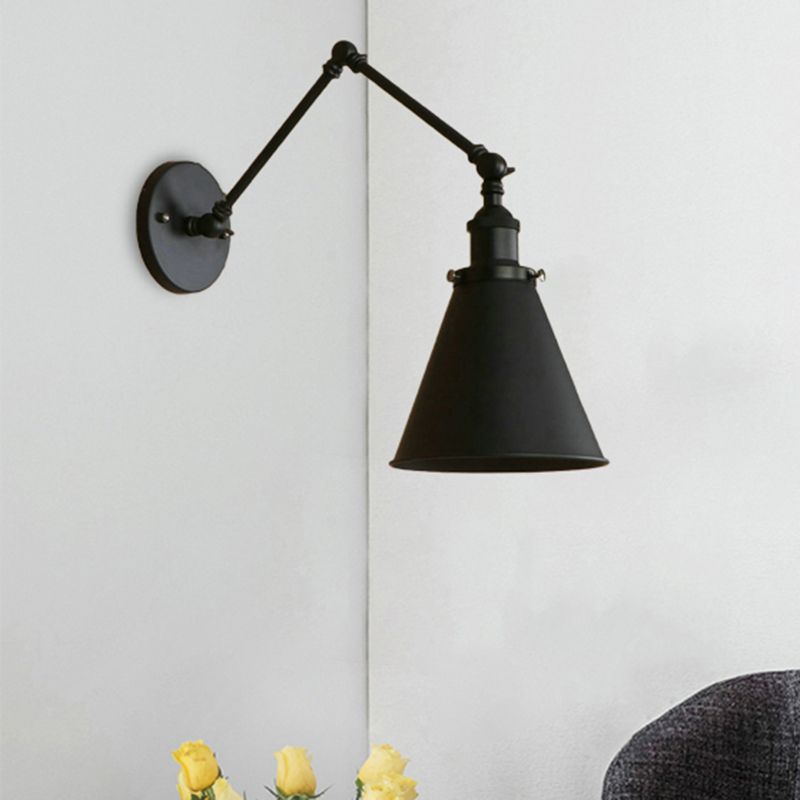Vintage Style Adjustable Metal Wall Lamp Black and Rust Finish