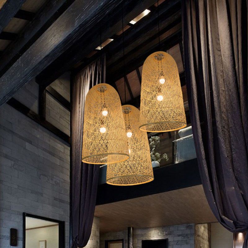 Bamboo LED Pendant Light Handmade With Warm Ambient Glow