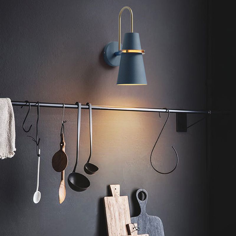 Arcadia Cone Metal Wall Light Indoor Outdoor Black White Blue