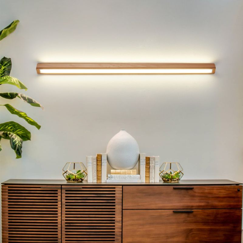 Wooden Front Vanity Wall Light With Mirror And Triple Colour