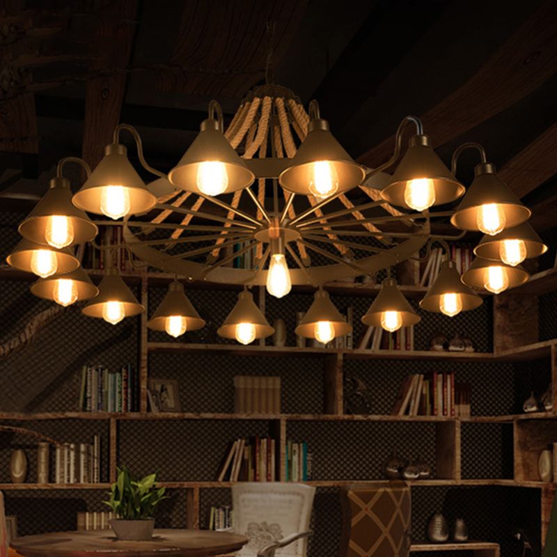 Vintage Industrial Rope Chandelier For Living Rooms