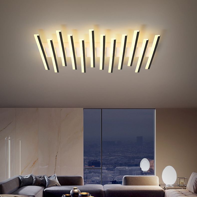 Arisha Modern Linear Wave Flush Mount Ceiling Light Black