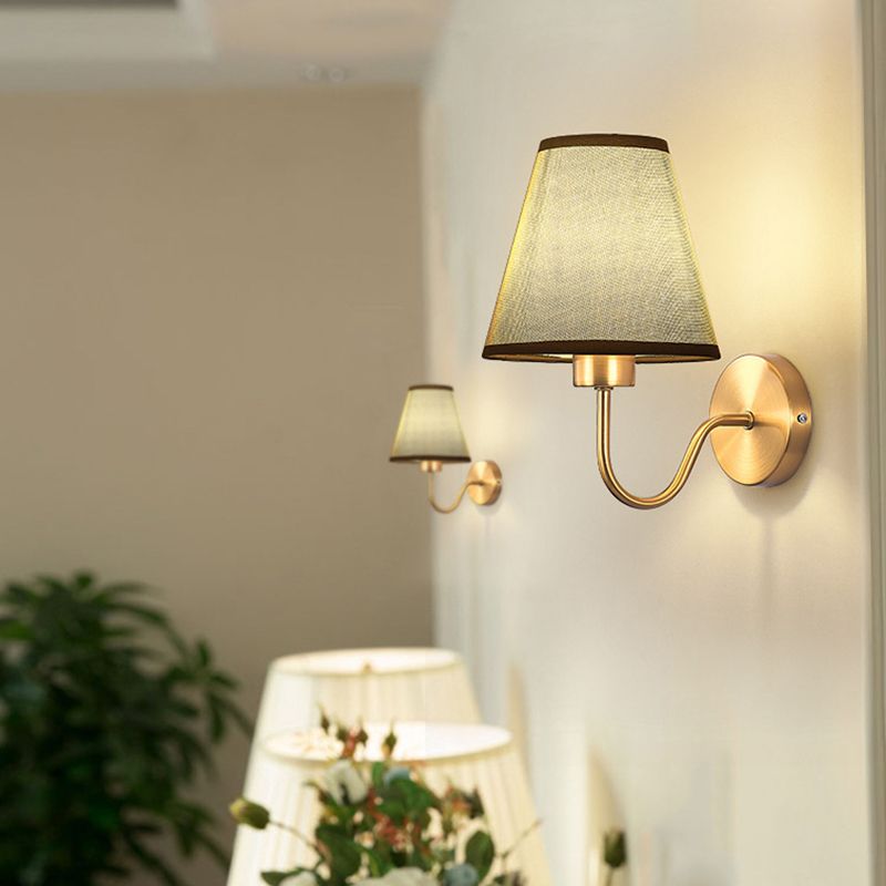 Nordic Fabric Vanity Wall Lamp With Galvanised Metal Frame