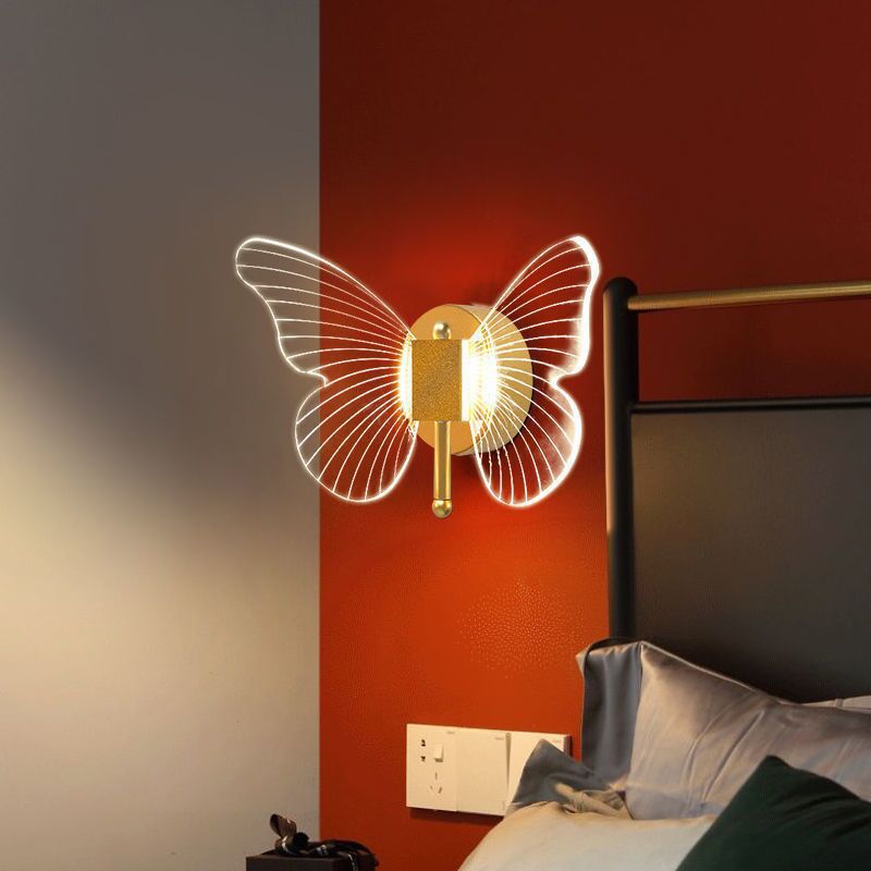 Butterfly Metal Wall Light LED Gold Finish