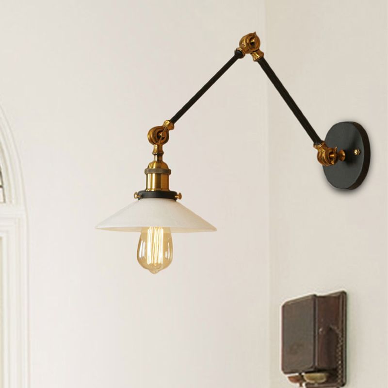 Retro Saucer Wall Lamp With Metal Shade Adjustable Two Colour Temp