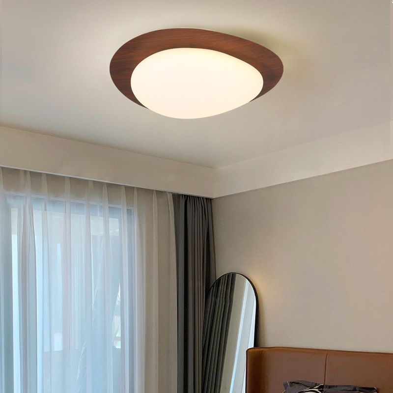 Arisha Modern Flush Mount Ceiling Light With Walnut Or Natural Finish