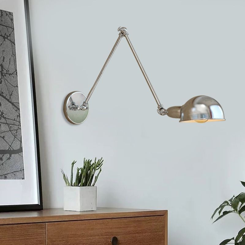 Dimmable Dome Wall Lamp With Silver Metal Finish For Bedroom
