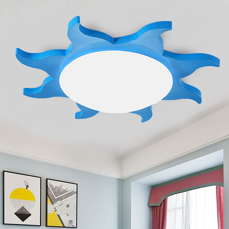 Sunburst Round Flush Mount Ceiling Light Multicoloured For Bedroom