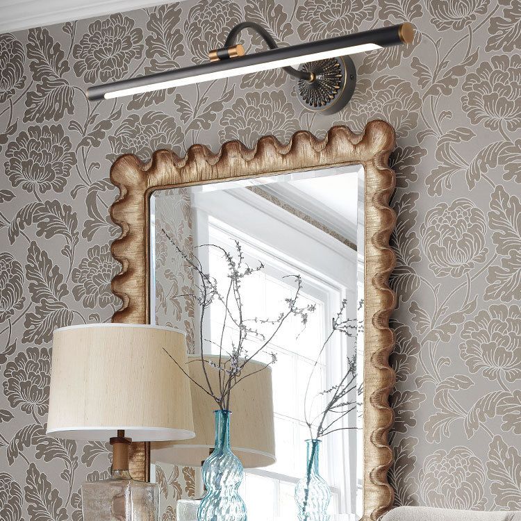 Black Adjustable Reading Spotlight Wall Lamp With Metal And Wood