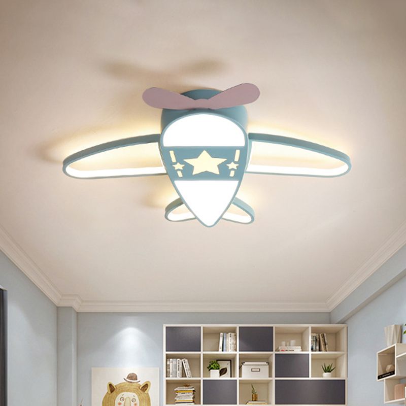 Airplane Shaped Flush Mount Ceiling Light With Metal And Acrylic