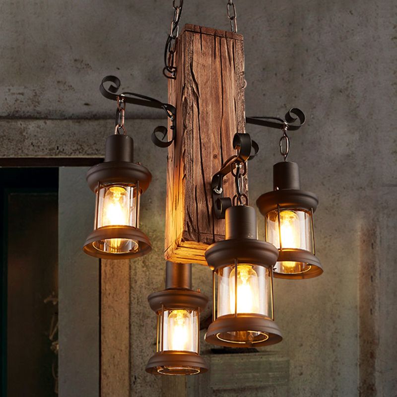 Wooden Industrial Lantern Pendant Light For Cozy Ambience