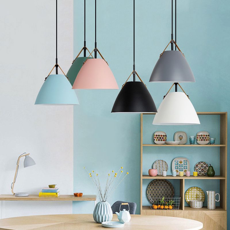 Frisbee Shaped Metal Pendant Light Black White Dimmable