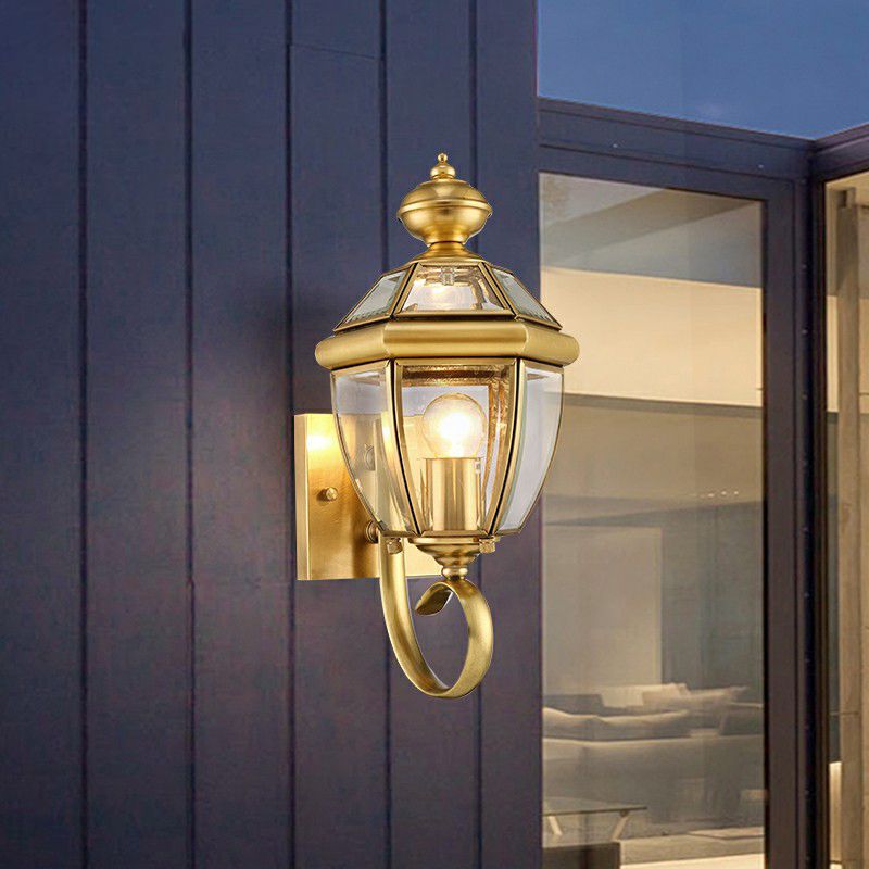 Gold Metal Vintage Lantern Outdoor Wall Light