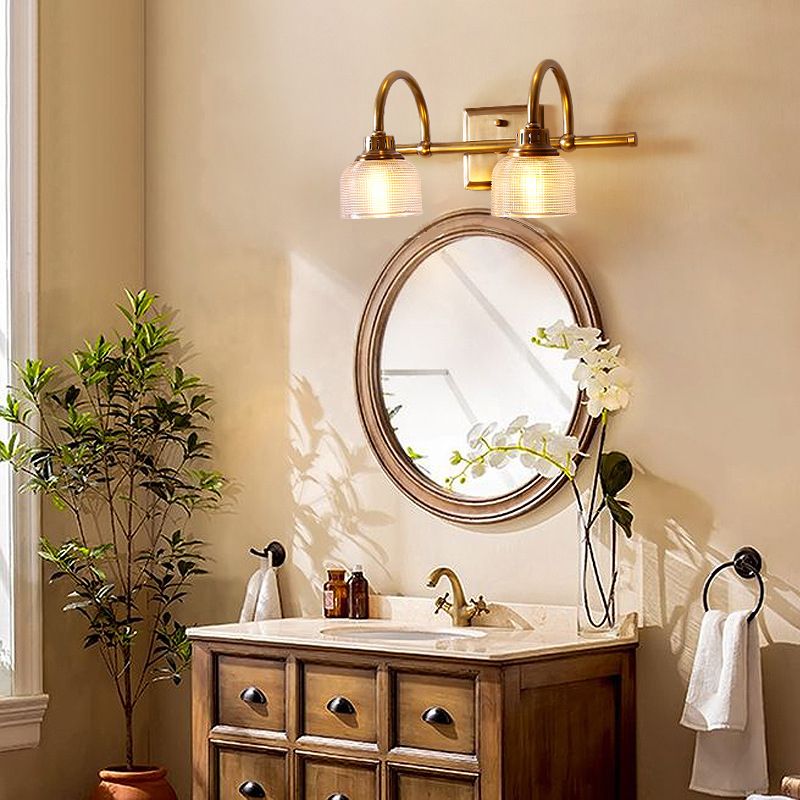 Brass Finish Prismatic Glass Vanity Wall Light