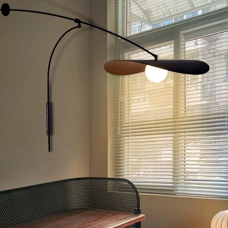 Arc Wall Lamp In Black And Gold Metal And Glass For Bedroom