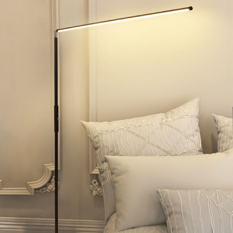 Minimalist Linear Floor Lamp Dimmable Black And White Metal Finish