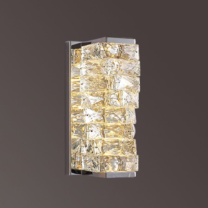 LumenCraft Modern Rectangular Crystal LED Vanity Wall Light